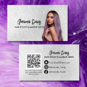 Modern Silver Makeup Photo QR Code Logo 名刺