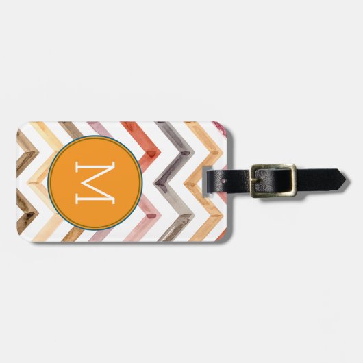 Modern Silver Metallic Monogram Initial Name ラゲッジタグ (正面横)