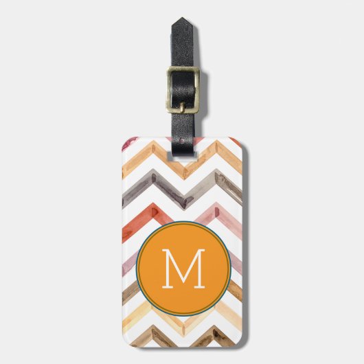 Modern Silver Metallic Monogram Initial Name ラゲッジタグ (正面縦)