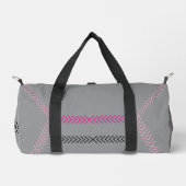 Modern Silver  Pink Sripe Travel Duffle Bag  ダッフルバッグ (正面)