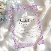 Modern Silver Purple Glitter Bridal Shower  アクリル招待状