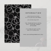 Modern Silver Rings Gray Wedding Information Card エンクロージャーカード (正面/裏面)