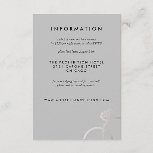 Modern Silver Rings Gray Wedding Information Card エンクロージャーカード (正面)
