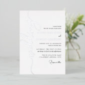 Modern Silver Script Wedding  箔招待状 (立ち正面)