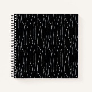 Modern Silver Wavy Lines Pattern ノートブック
