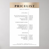 Modern Simpel Gold Salon Price List Poster ポスター (正面)