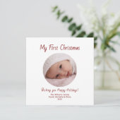 Modern Simple 1st Christmas Cute Baby Girl Photo  シーズンカード (スタンド正面)