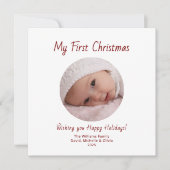 Modern Simple 1st Christmas Cute Baby Girl Photo  シーズンカード (正面)