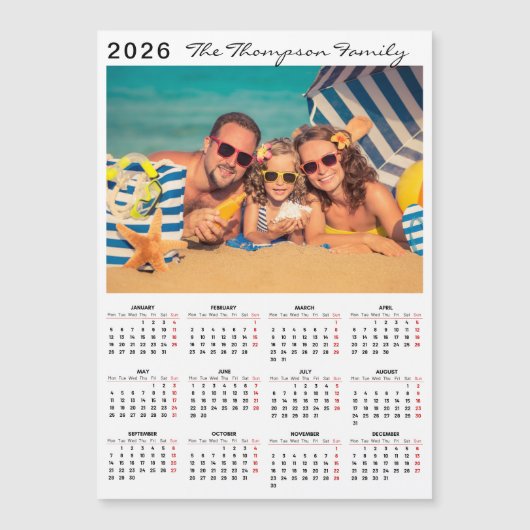 Modern Simple 2026 Calendar One Photo Magnet (正面)