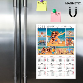 Modern Simple 2026 Calendar Photo Collage Magnet