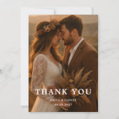 Modern Simple 2 Photo Wedding  サンキューカード (正面)