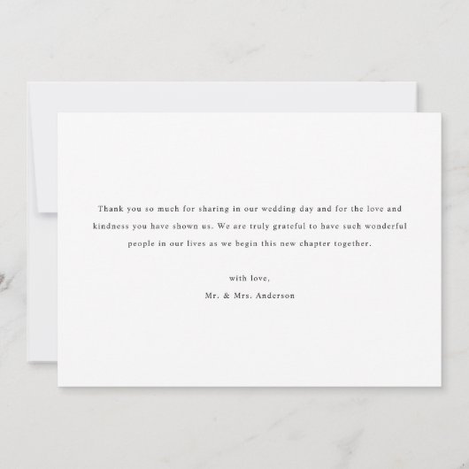 Modern Simple 3-Photo Custom Wedding サンキューカード (裏面)