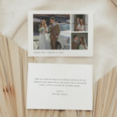 Modern Simple 3-Photo Custom Wedding サンキューカード