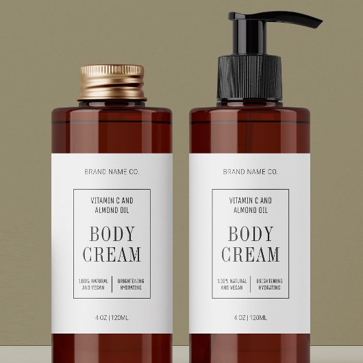 Modern Simple 4OZ Cosmetic Bottle Wraparound Label 長方形シール
