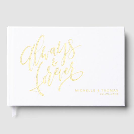 Modern Simple Always And Forever Script Wedding ゲストブック (正面)