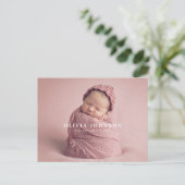 Modern Simple Baby Birth Photo Announcement ポストカード (スタンド正面)