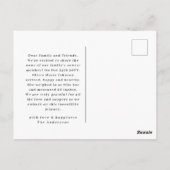 Modern Simple Baby Birth Photo Announcement ポストカード (裏面)