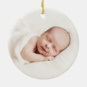 Modern Simple Baby First Christmas Baby Photo セラミックオーナメント (裏面)