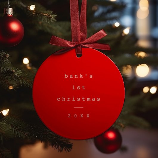 Modern Simple Baby First Christmas Baby Photo セラミックオーナメント