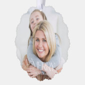 Modern Simple Be Merry Typography 1 Photo オーナメントカード (左)