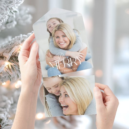 Modern Simple Be Merry Typography 1 Photo オールインワン招待状