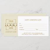 Modern Simple Beige Business Logo Gift Certificate (正面/裏面)