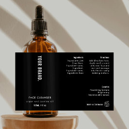 Modern Simple Black 4 OZ Cosmetic Bottle Label 長方形シール