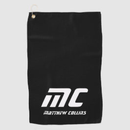 Modern Simple Black and White Masculine Monogram ゴルフタオル