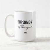 Modern Simple Black and White Script Supermom コーヒーマグカップ (左)