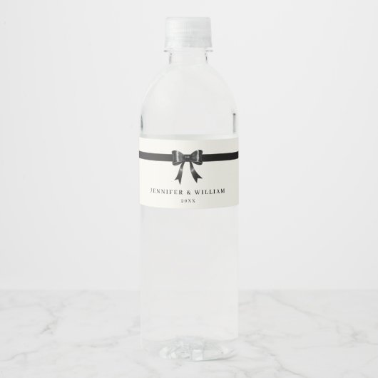 Modern Simple Black Bow Personalized water bottle  ペットボトルラベル (正面)