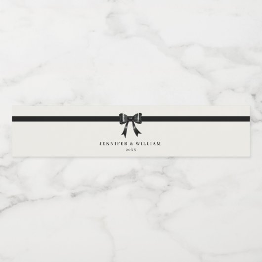 Modern Simple Black Bow Personalized water bottle  ペットボトルラベル (シングルラベル)