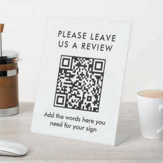 Modern Simple Black Custom Leave a Review QR Code 台座サイン