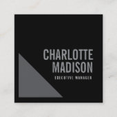 Modern Simple Black Grey Trendy Minimalist Plain スクエア名刺 (正面)