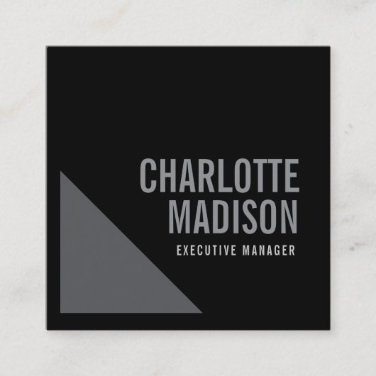 Modern Simple Black Grey Trendy Minimalist Plain  スクエア名刺 (正面)