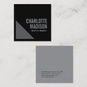Modern Simple Black Grey Trendy Minimalist Plain  スクエア名刺 (正面/裏面)