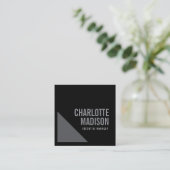 Modern Simple Black Grey Trendy Minimalist Plain  スクエア名刺 (スタンド正面)