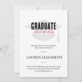 Modern Simple Black &Pink 3Photo Graduation  招待状 (正面)