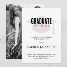 Modern Simple Black &Pink 3Photo Graduation 