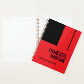Modern Simple Black Red Minimalist Two Sided プランナー手帳 (ディスプレー)
