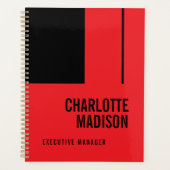 Modern Simple Black Red Minimalist Two Sided プランナー手帳 (正面)