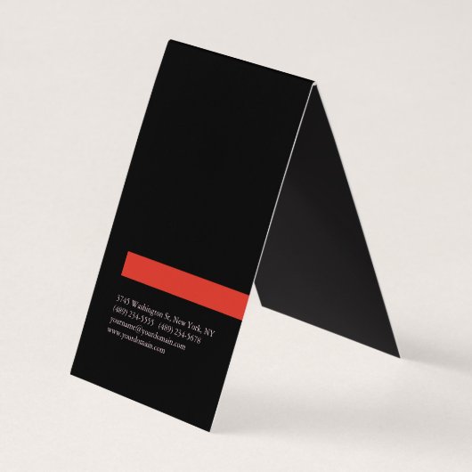 Modern Simple Black Red Trendy Minimalist Plain  名刺 (裏面)