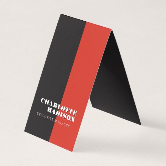 Modern Simple Black Red Trendy Minimalist Plain  名刺 (正面)
