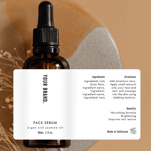 Modern Simple Black White 2oz Dropper Bottle Label ラベル