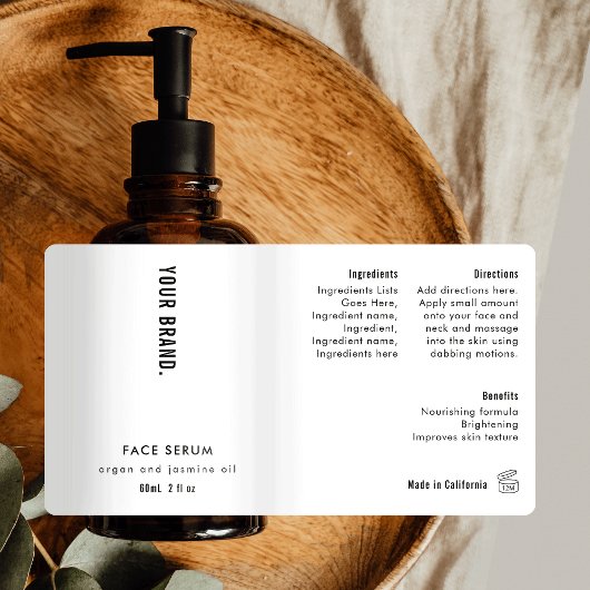 Modern Simple Black White 2oz Dropper Bottle Label ラベル