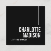 Modern Simple Black White Trendy Minimalist Plain  スクエア名刺 (正面)