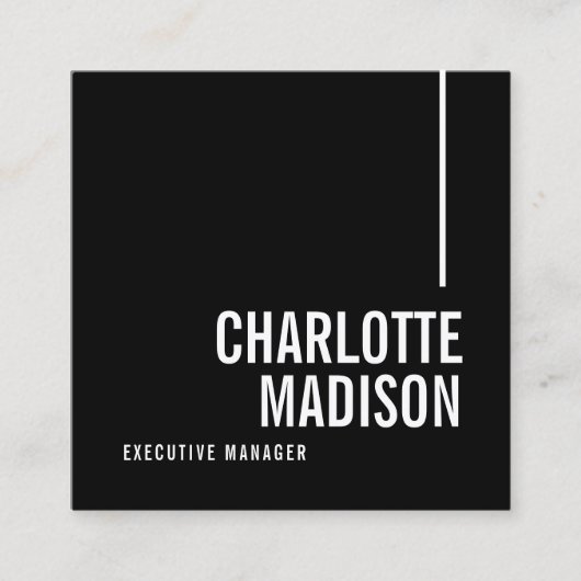 Modern Simple Black White Trendy Minimalist Plain  スクエア名刺 (正面)