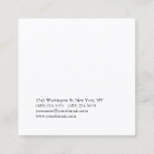 Modern Simple Black White Trendy Minimalist Plain  スクエア名刺 (裏面)