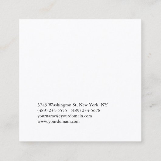 Modern Simple Black White Trendy Minimalist Plain  スクエア名刺 (裏面)