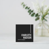 Modern Simple Black White Trendy Minimalist Plain  スクエア名刺 (スタンド正面)