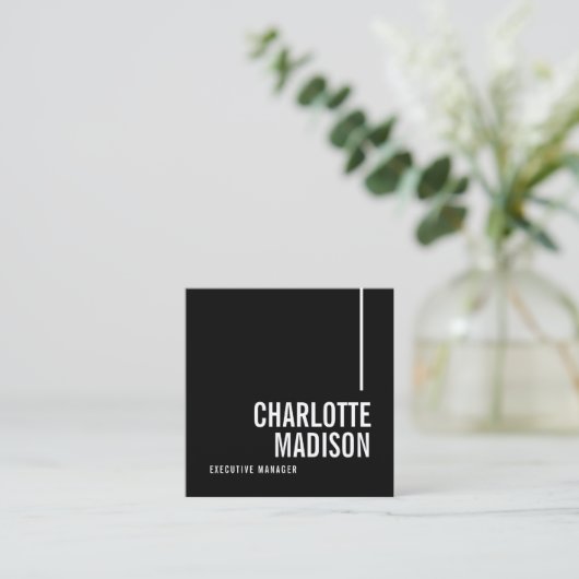 Modern Simple Black White Trendy Minimalist Plain  スクエア名刺 (スタンド正面)